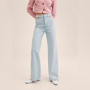 Mango Cut-Out High-waist Wide Leg Jeans Light Wash